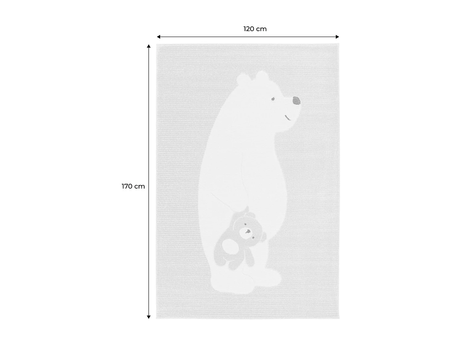 Tapis enfant beige / crème 120 x 170cm. tapis intérieur oursons. poils ras