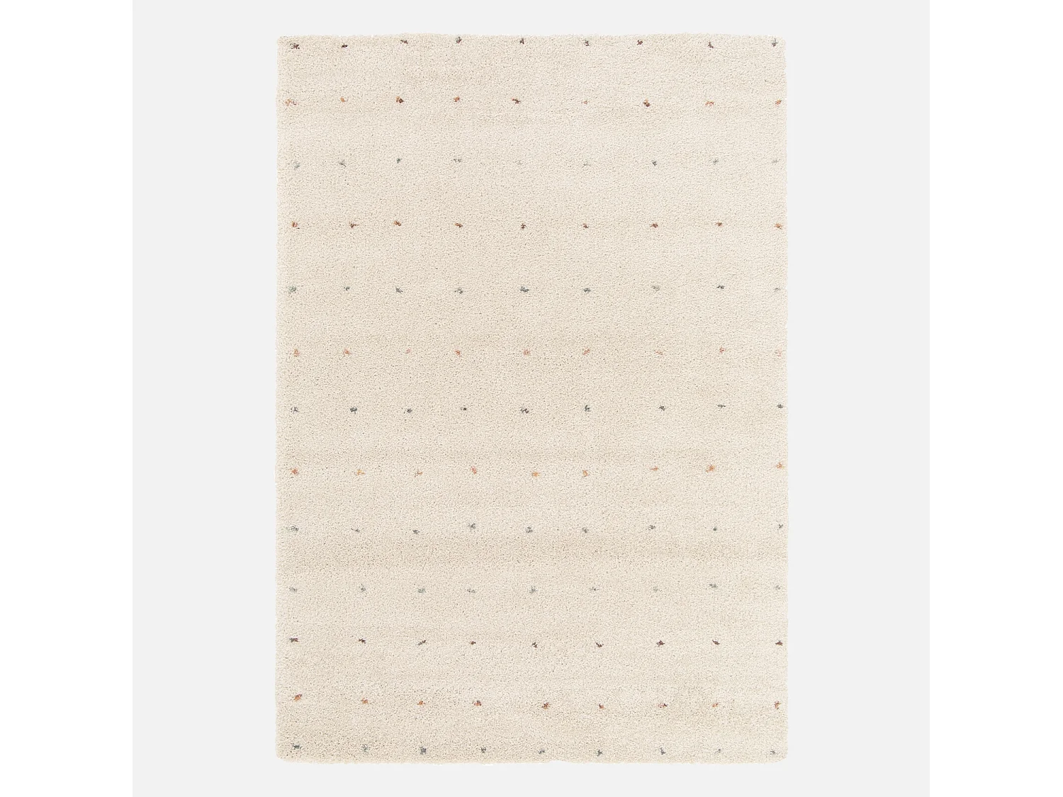 Tapis enfant à petits pois 80x150cm tapis intérieur crème et multicolore. poils longs shaggy