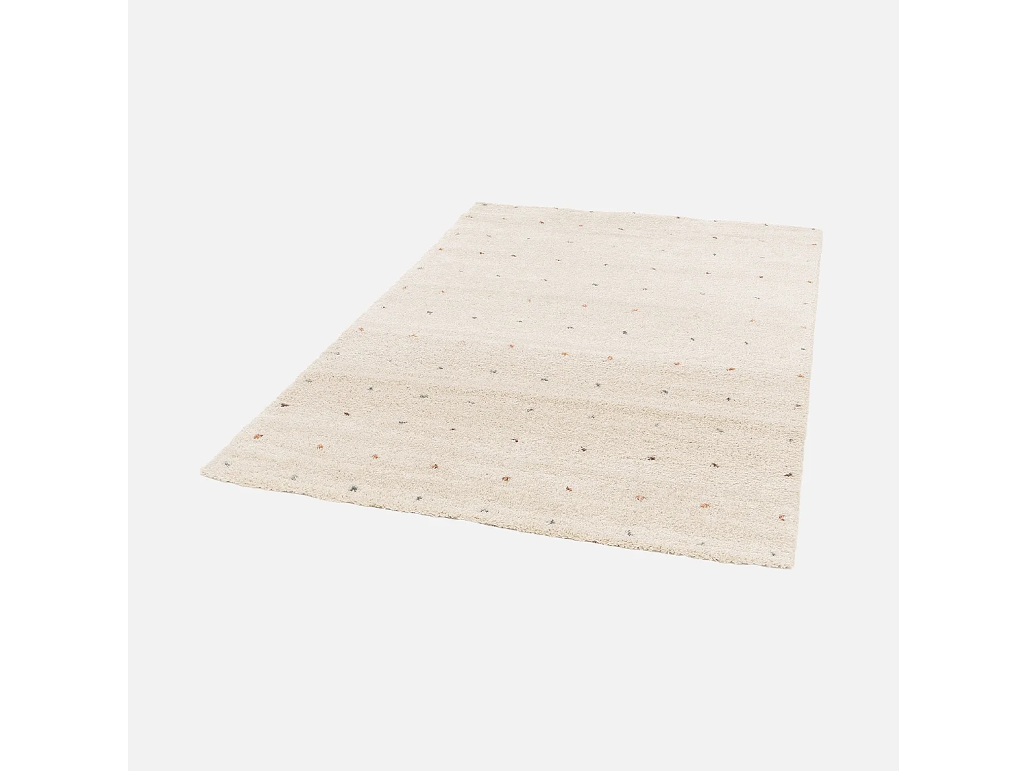 Tapis enfant à petits pois 80x150cm tapis intérieur crème et multicolore. poils longs shaggy