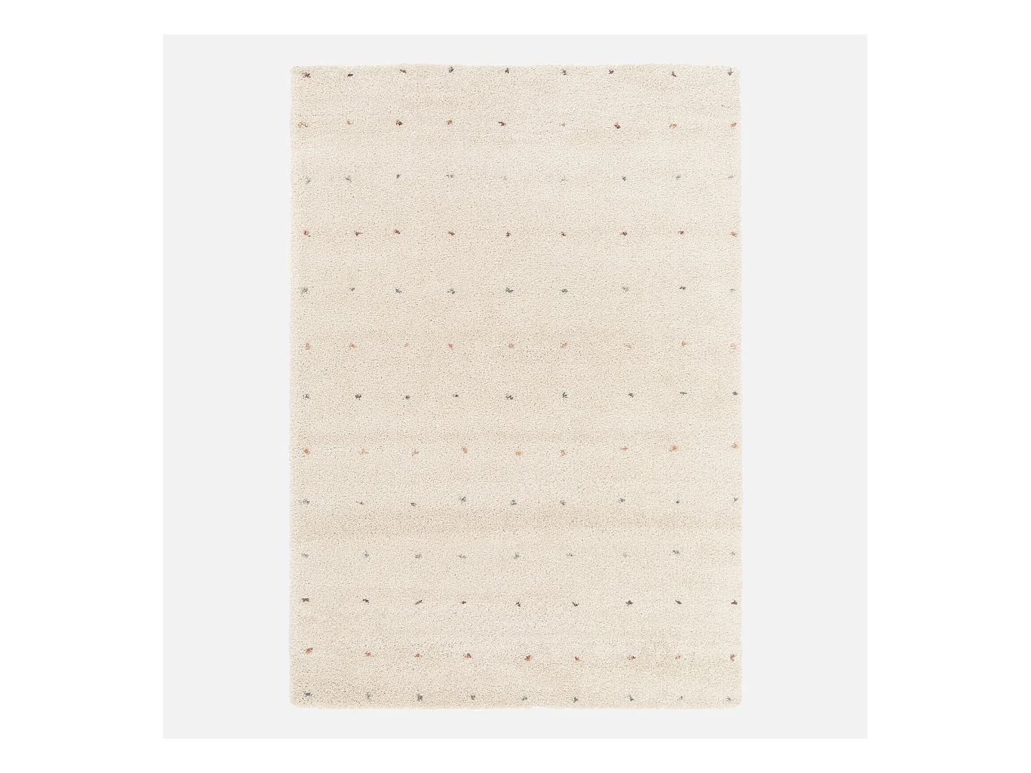 Tapis enfant à petits pois 80x150cm tapis intérieur crème et multicolore. poils longs shaggy