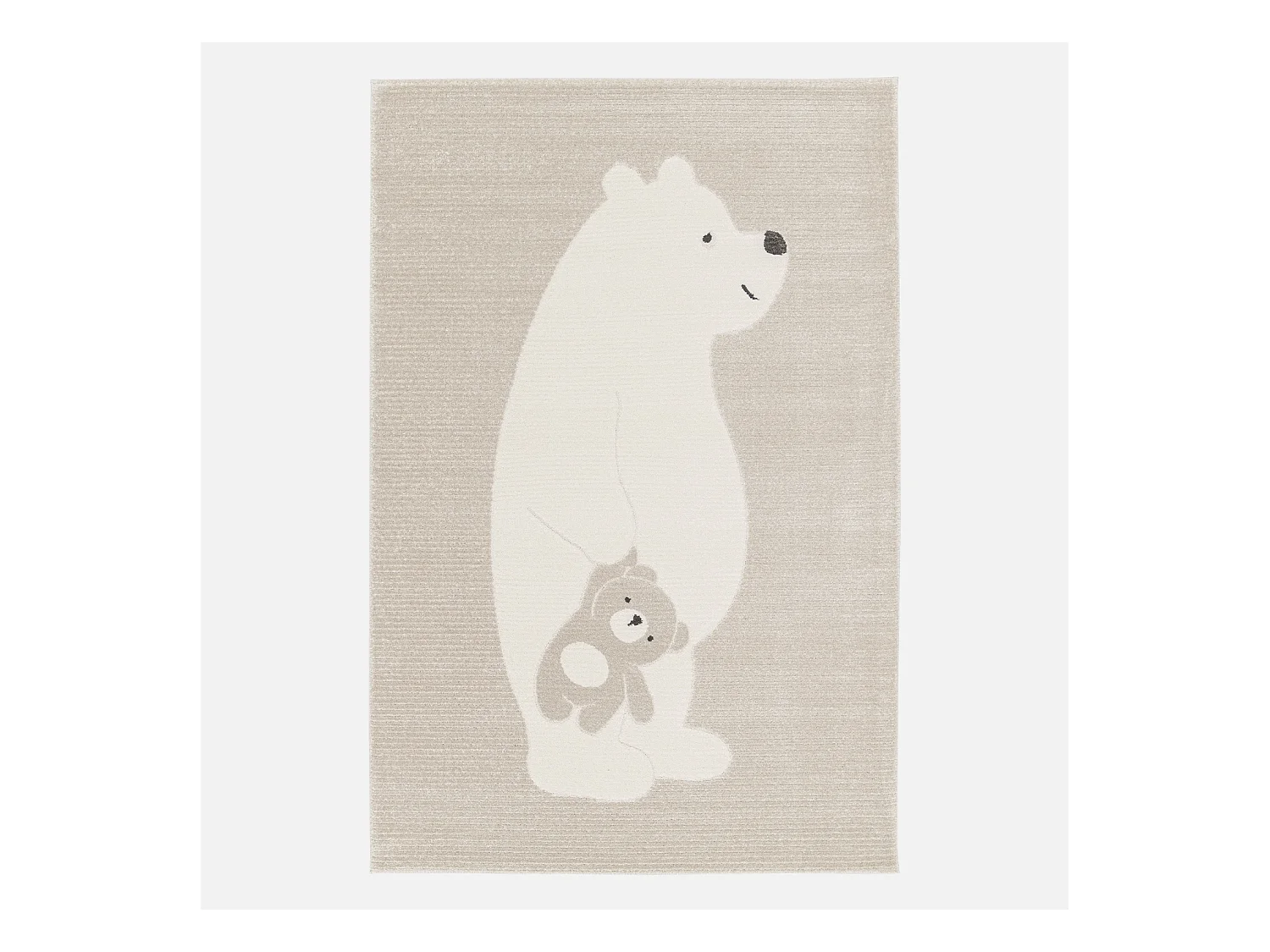 Tapis enfant beige / crème 80 x 150cm. tapis intérieur oursons. poils ras