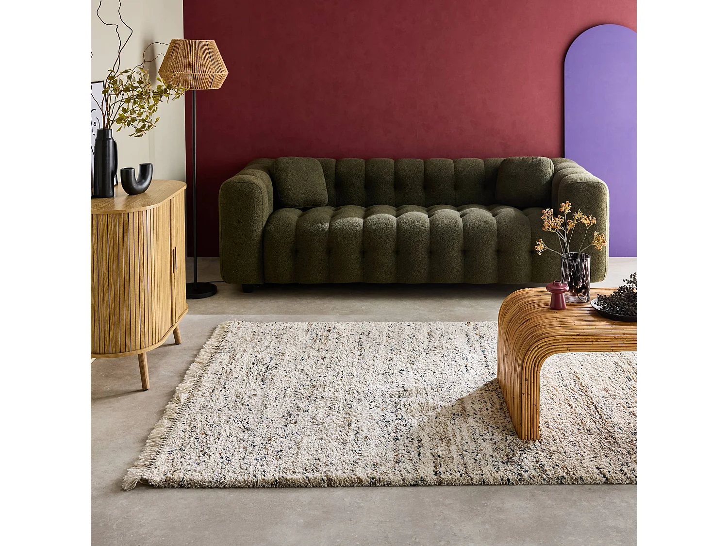 Tapis intérieur avec motif tacheté. crème. 200 x 290 cm