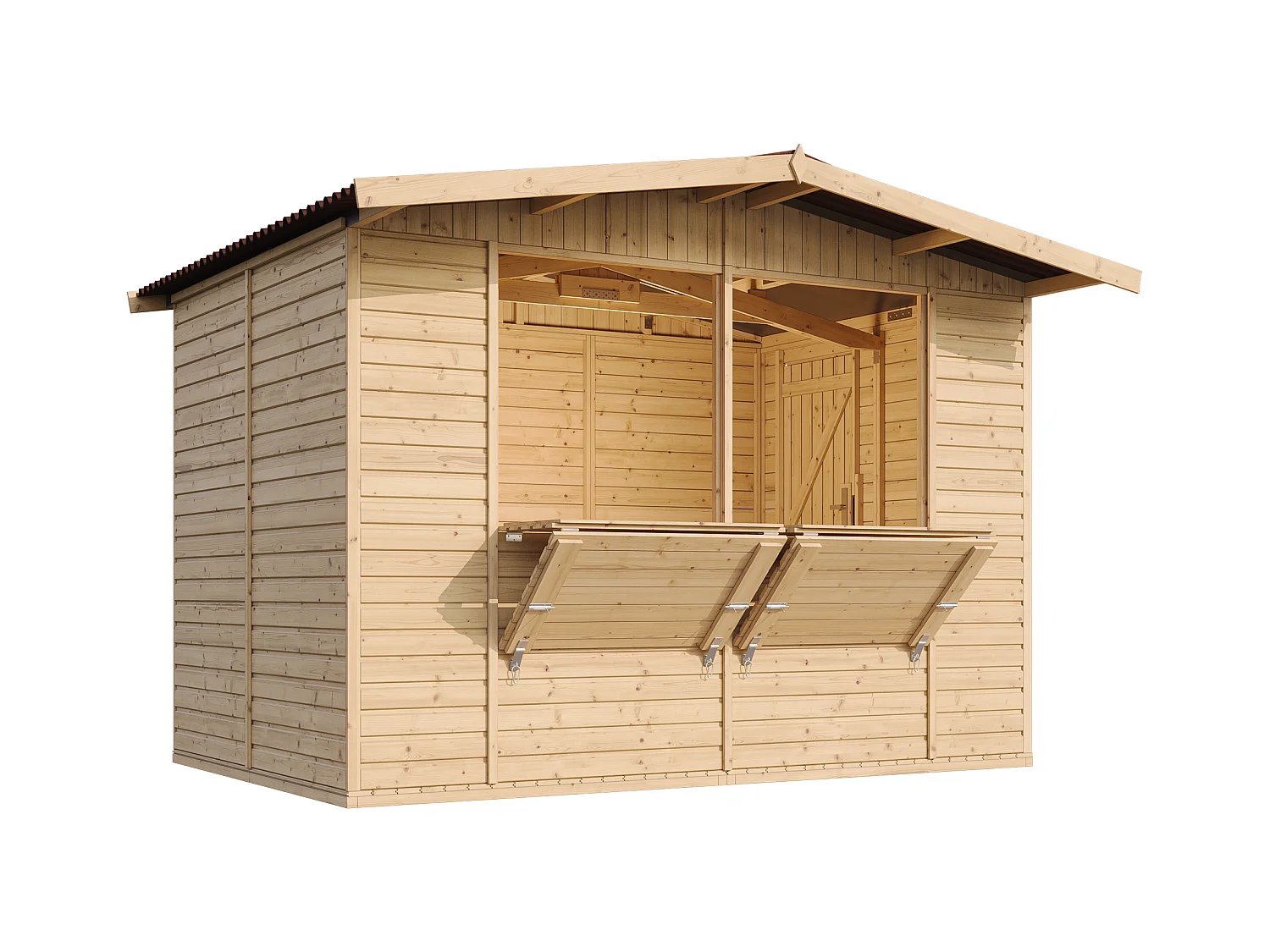 TIMBELA M150 Holz Gartenhaus, Marktbude Holz , ZWEI FENSTER - 200x300/6 m2