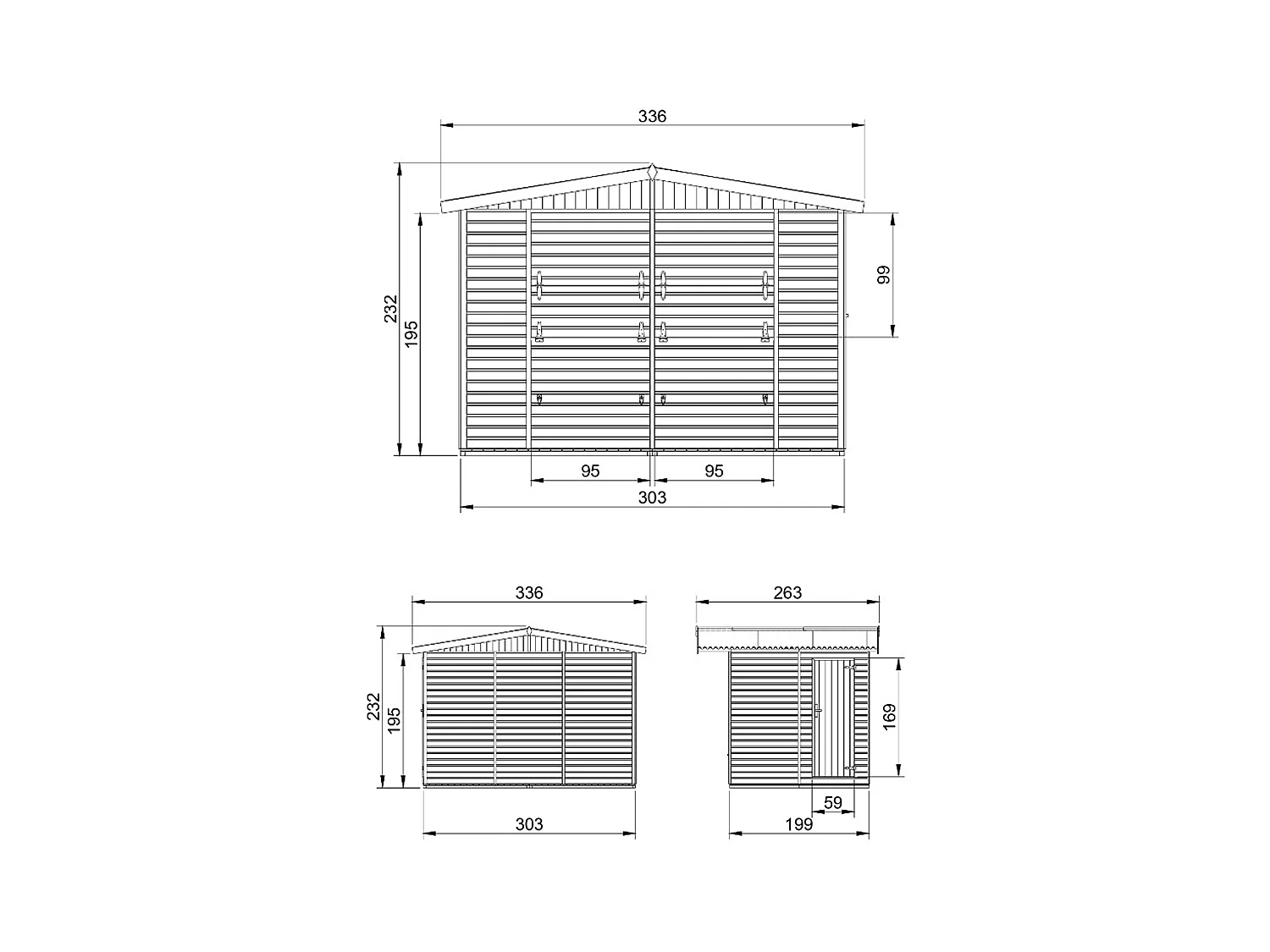 Chiosco in legno da giardino - 336x263 cm/6 m2 - TIMBELA M150