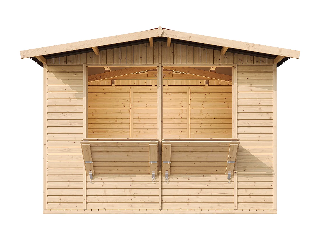 Holz gartenhaus, marktbude holz, zwei fenster - 200x300 cm / 6 m² - M150