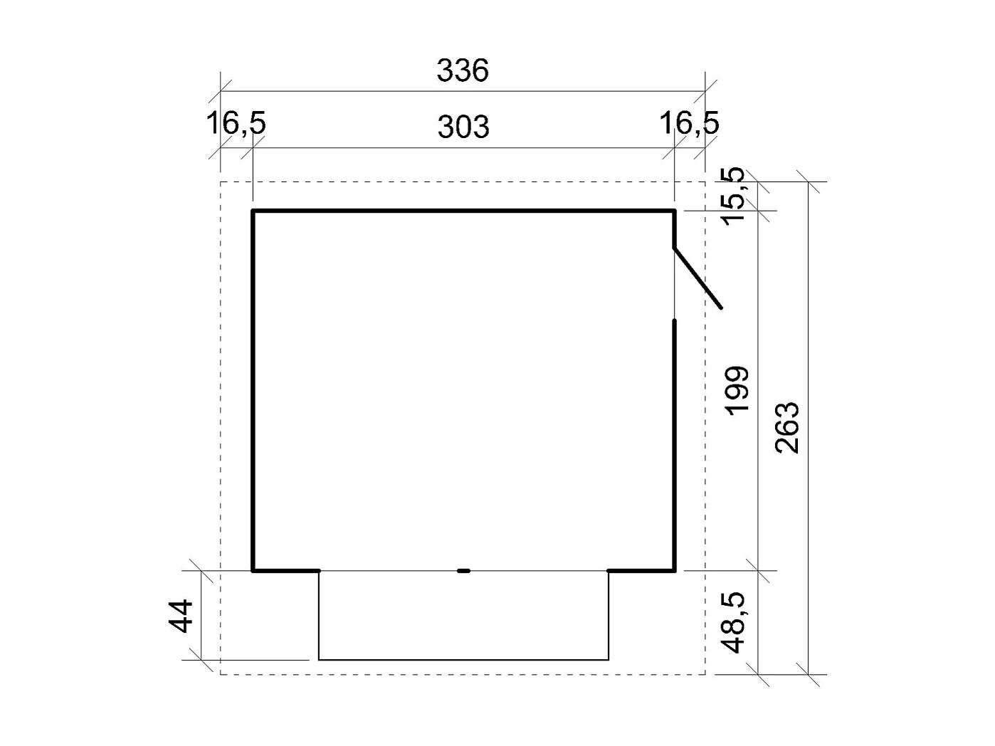 Wooden Market Stall - 6 m² / 263 x 336 x H232 cm - M150