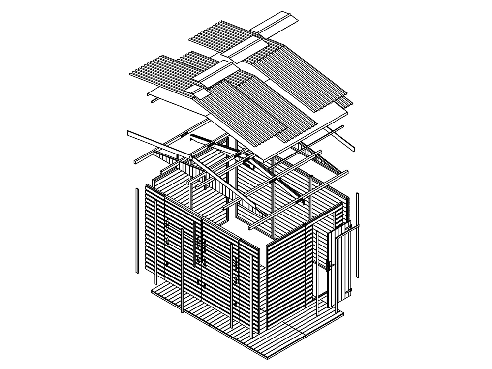 Casa de jardim de madeira - H232x336x263 cm / 6m² - M150