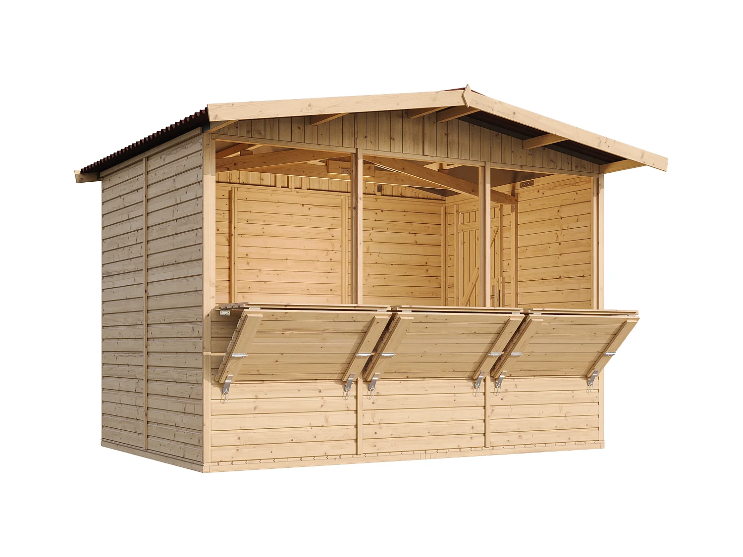 TIMBELA M150A Maison de jardin en bois, Étal de marché en bois H232x336x263 cm/6m2