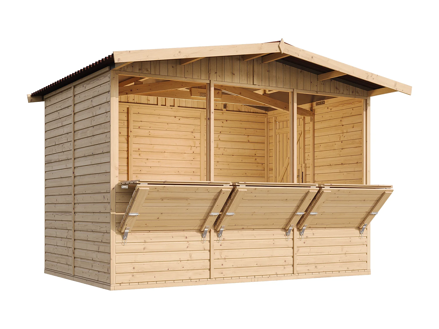 TIMBELA M150A Maison de jardin en bois, Étal de marché en bois H232x336x263 cm/6m2