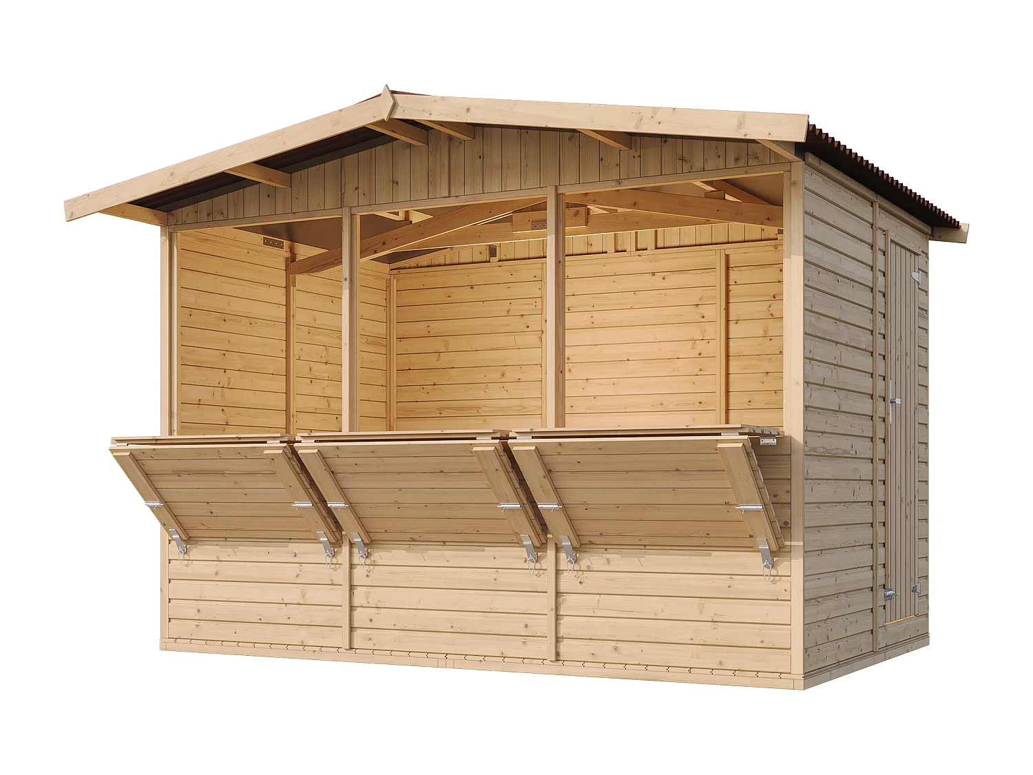 TIMBELA M150A Maison de jardin en bois, Étal de marché en bois H232x336x263 cm/6m2