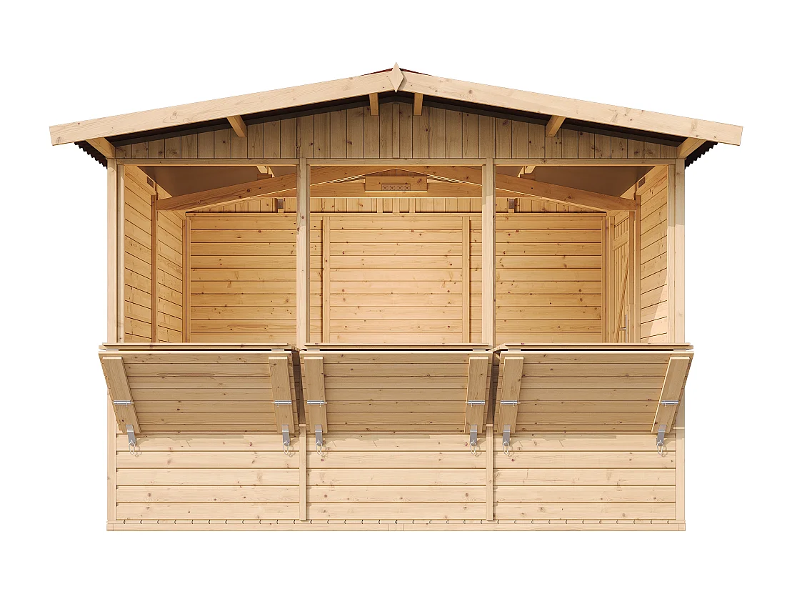 Holz gartenhaus, marktbude holz, drei fenster -  200x300 / 6 m² - M150A