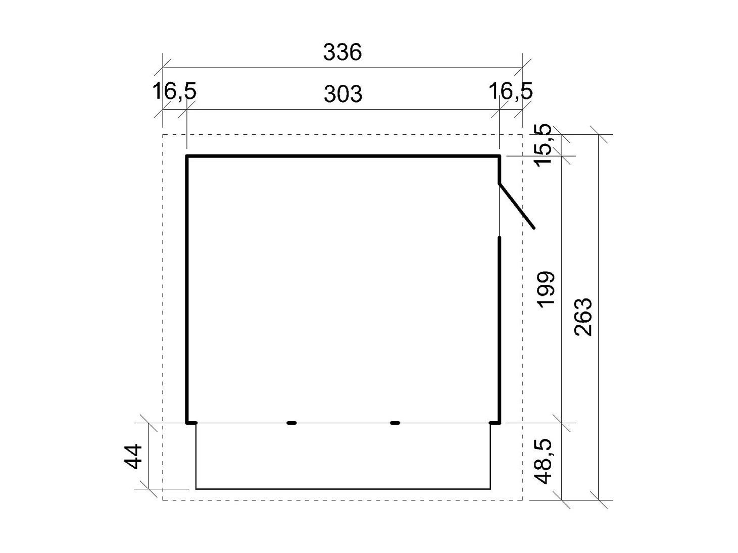 Casa de jardim de madeira - H232x336x263 cm / 6m² - M150A