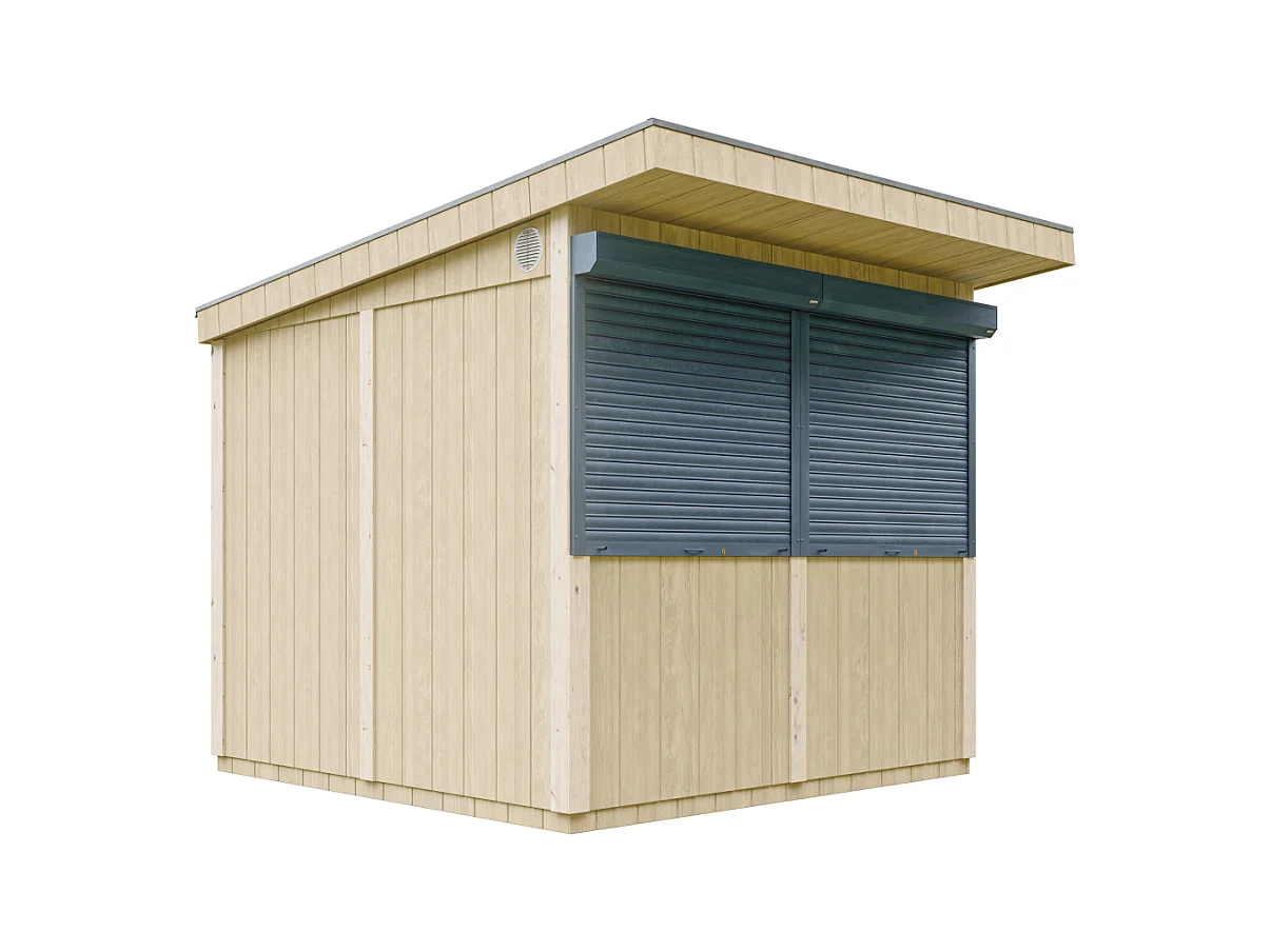 Grand stand marché avec comptoir - H240 x 248 x 305 cm / 5,9 m2 - Bar jardin, kiosque - Timbela M950
