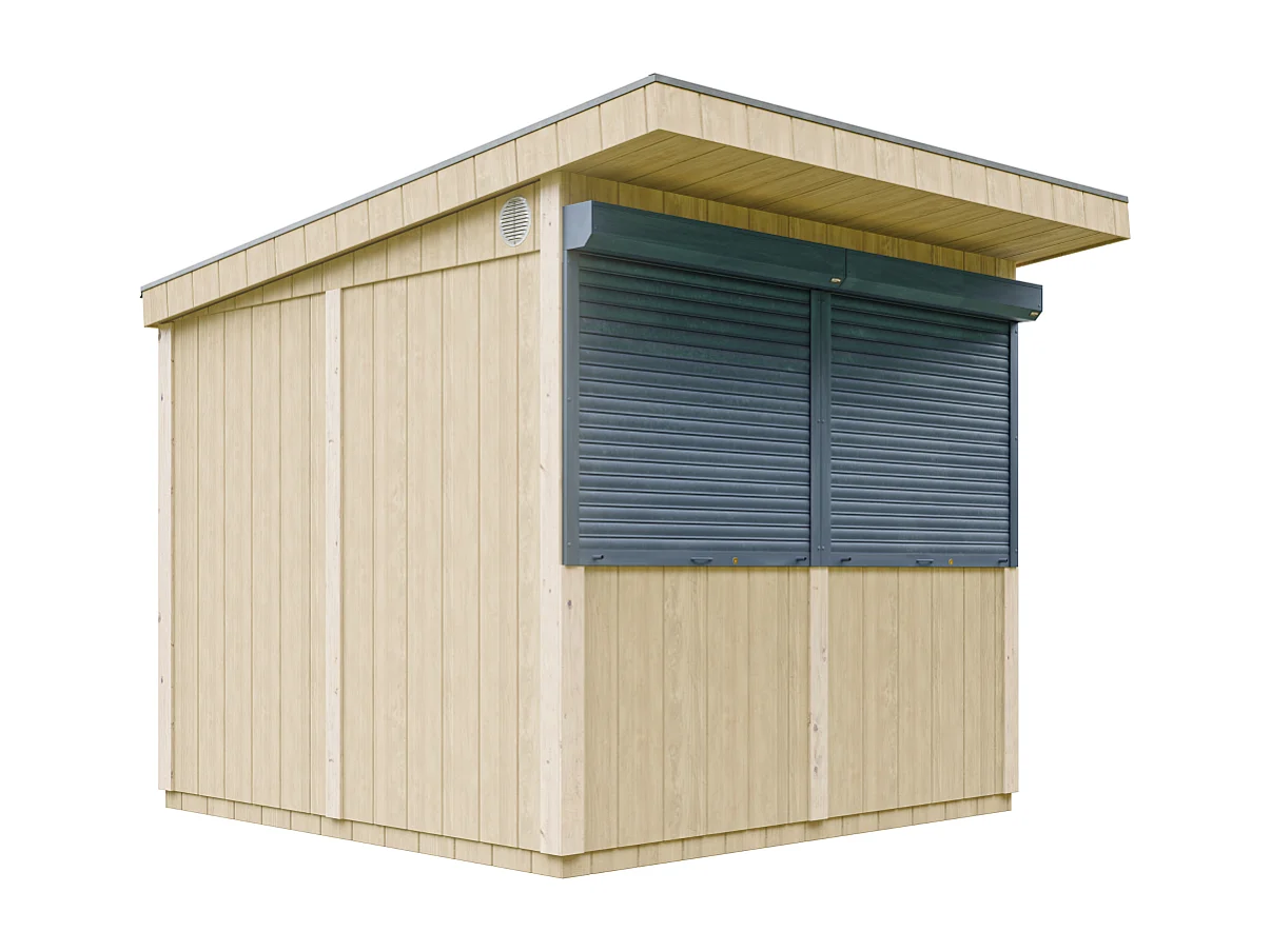 Grand stand marché avec comptoir - H240 x 248 x 305 cm / 5,9 m2 - Bar jardin, kiosque - Timbela M950