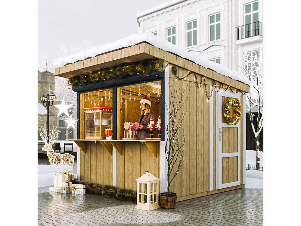 Grand stand marché avec comptoir - H240 x 248 x 305 cm / 5,9 m2 - bar jardin, kiosque - M950