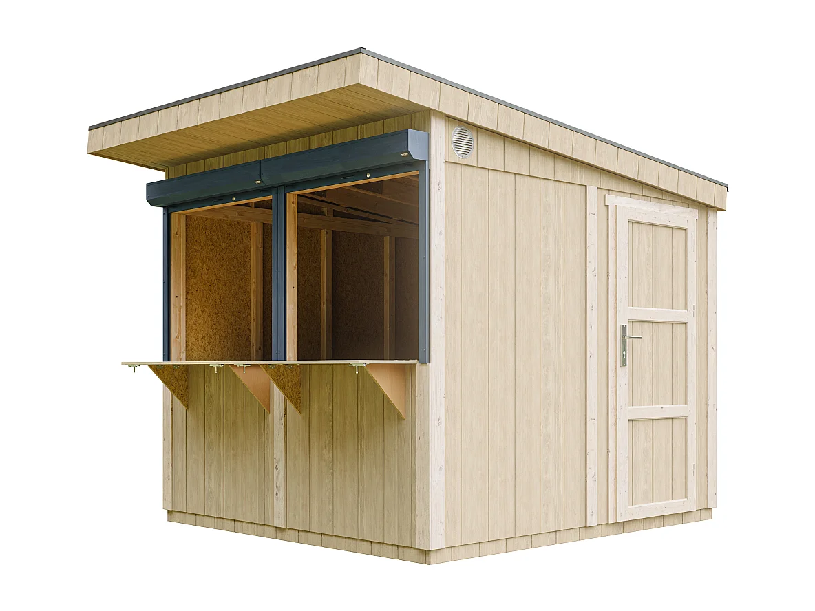 Grand stand marché avec comptoir - H240 x 248 x 305 cm / 5,9 m2 - bar jardin, kiosque - M950