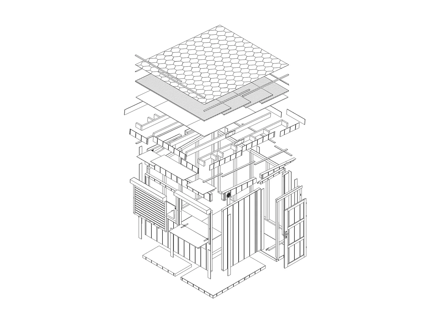 Grand stand marché avec comptoir - H240 x 248 x 305 cm / 5,9 m2 - bar jardin, kiosque - M950