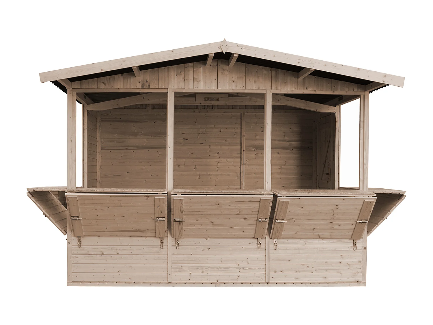 TIMBELA M150B Holz Gartenhaus, Marktbude Holz, FÜNF FENSTER - 200x300/6 m2