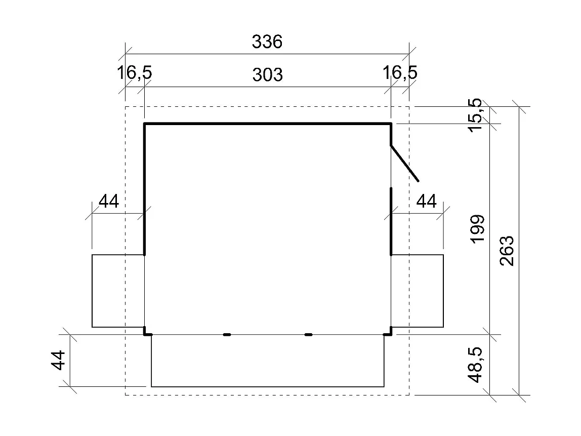 Holz gartenhaus, marktbude holz mit fünf fenster - 200x300 cm / 6 m² - M150B