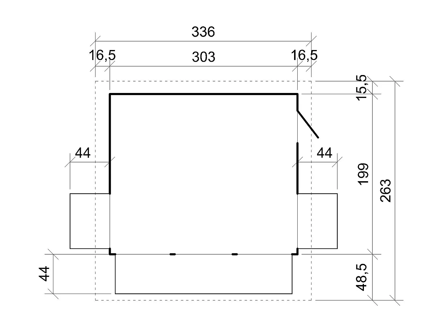 Holz gartenhaus, marktbude holz mit fünf fenster - 200x300 cm / 6 m² - M150B