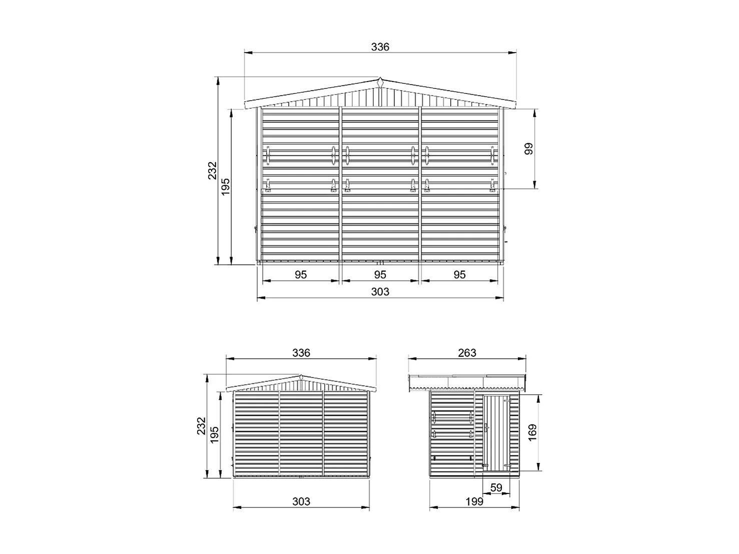 Chiosco in legno da giardino - 336x263 cm / 6 m² - M150B