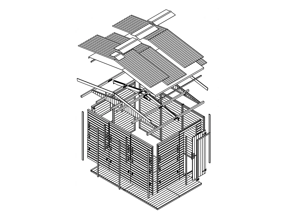 Casa de jardim de madeira - H232x336x263 cm / 6m² - M150B