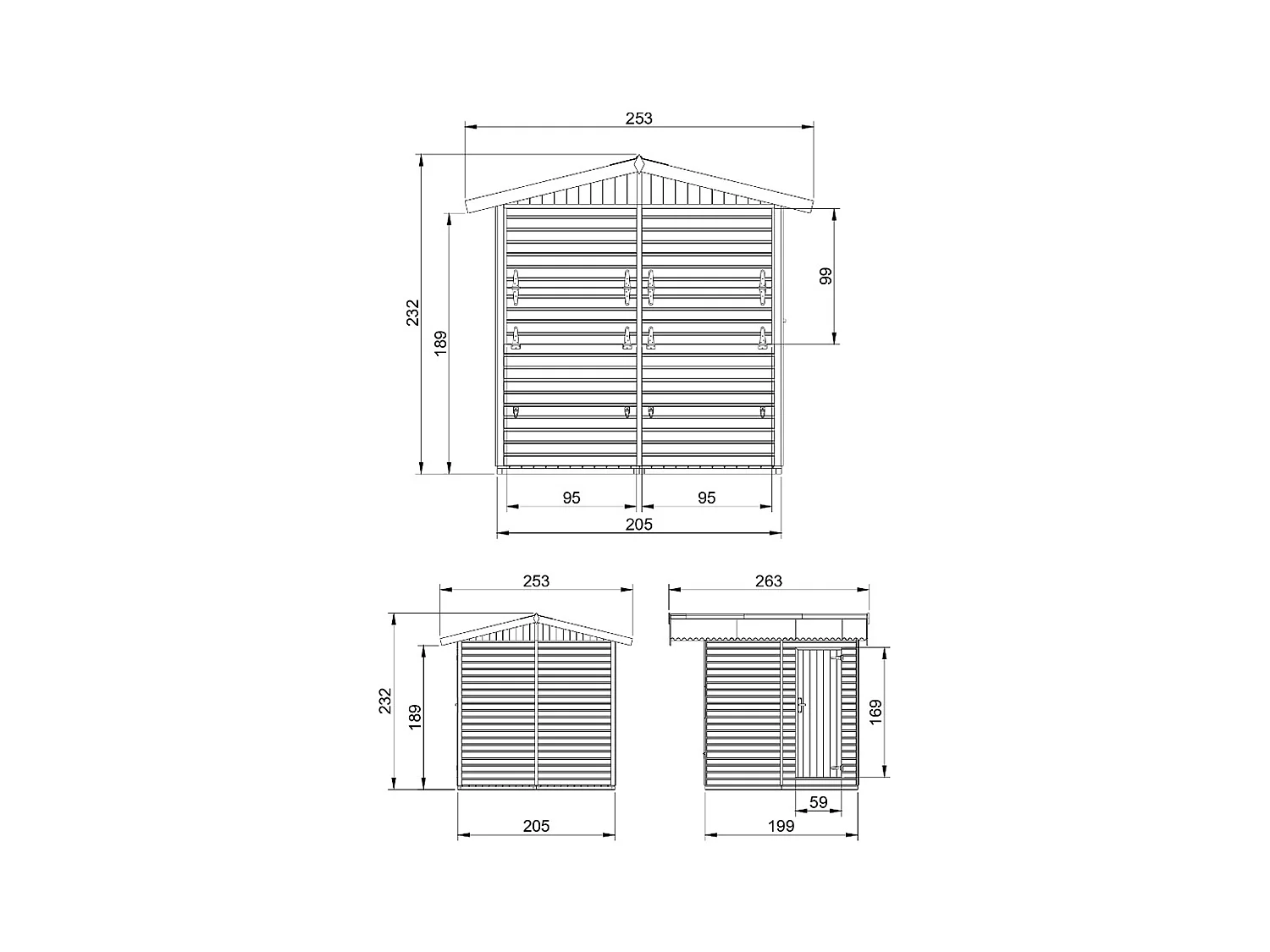 TIMBELA M149 Holz Gartenhaus, Marktbude Holz - 200x200/4m2