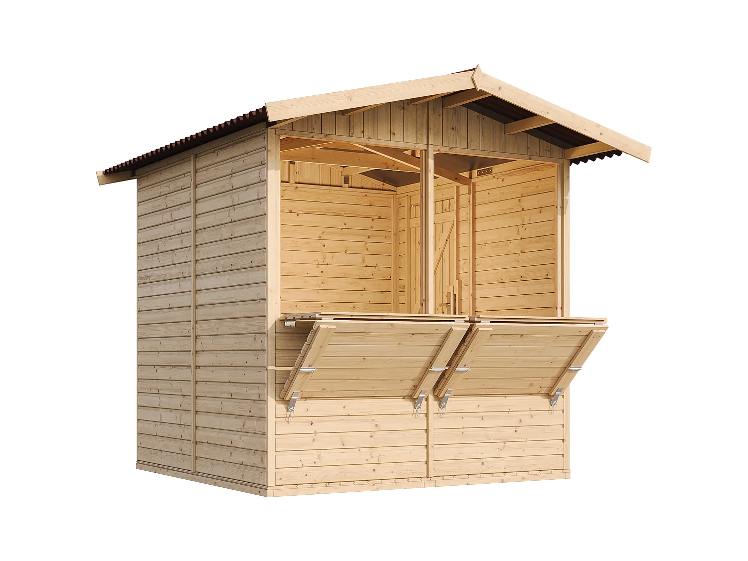 TIMBELA - Houten tuinhuis, Houten marktkraam - M149 - H232x253x263 cm/4 m2