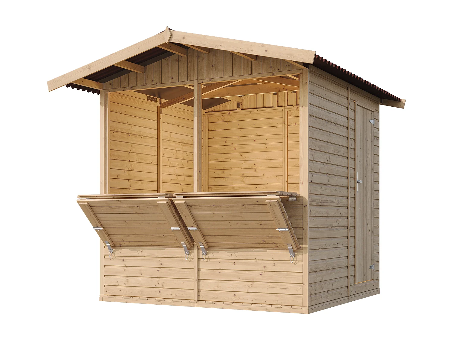 TIMBELA M149 Maison de jardin en bois, Étal de marché en bois H232x253x263 cm/4 m2