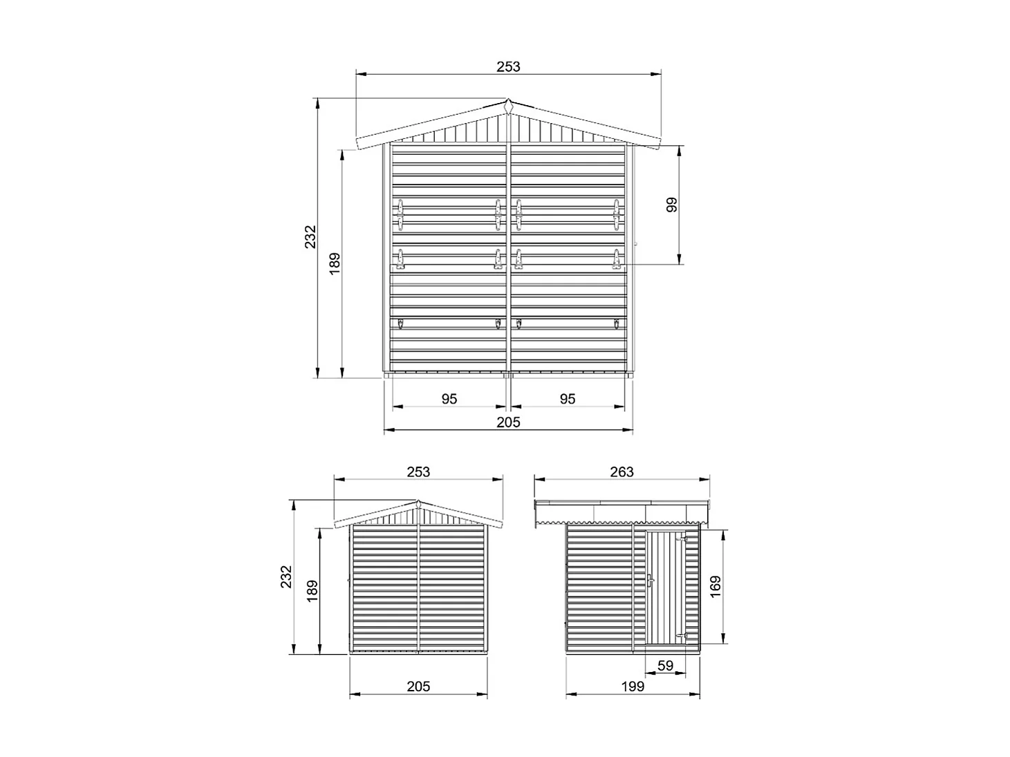 Holz gartenhaus, marktbude holz - 200x200 cm / 4 m² - M149