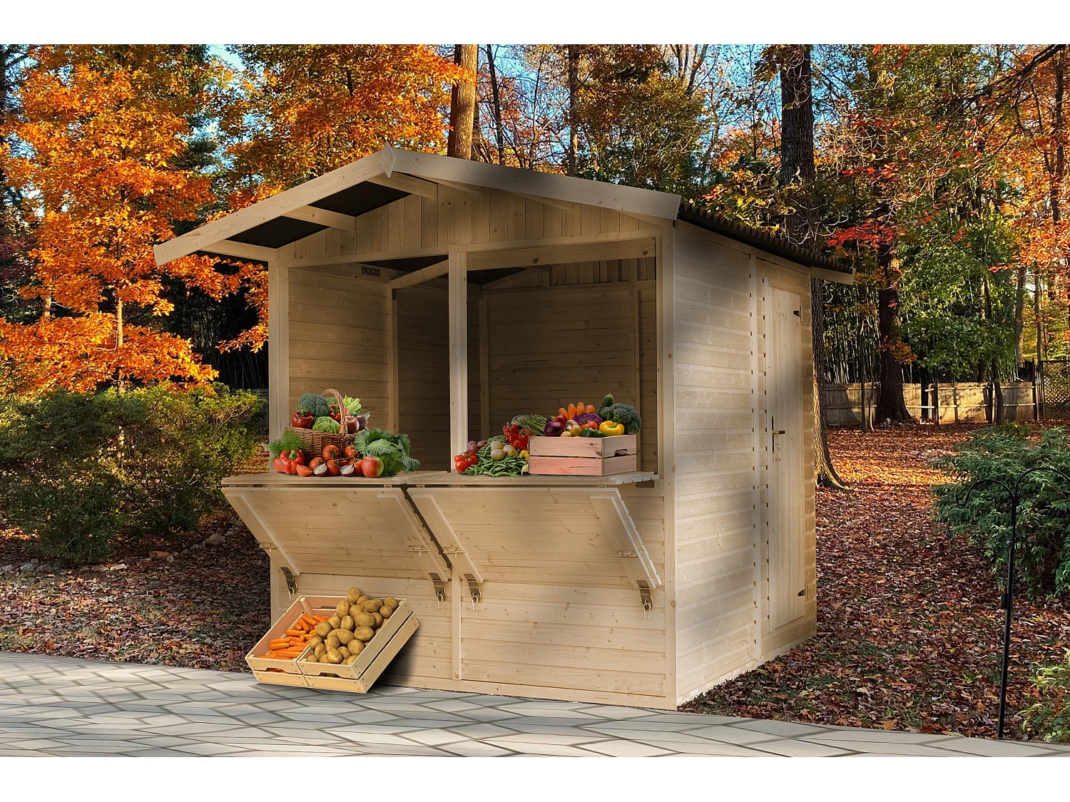Holz gartenhaus, marktbude holz - 200x200 cm / 4 m² - M149
