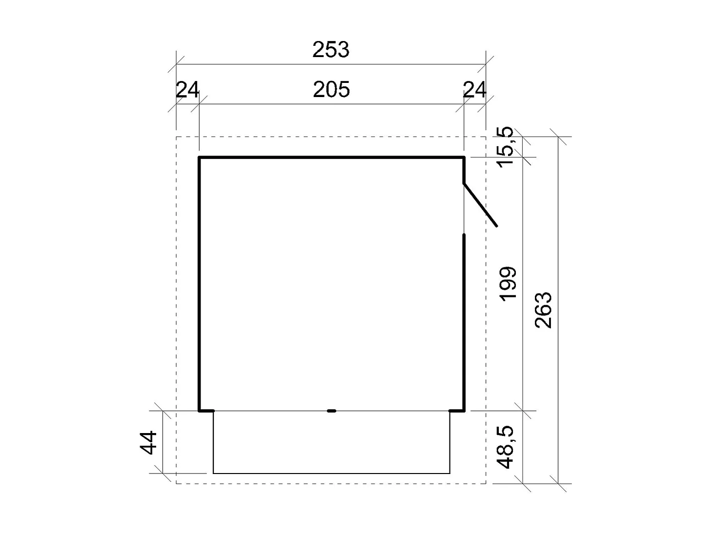 Caseta de jardín de madera - 253x263 cm / 4m² - M149