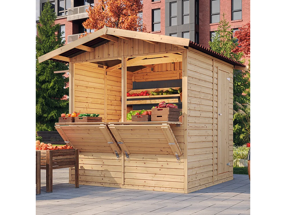 Maison de jardin en bois, étal de marché en bois - H232x253x263 cm/4 m2 - M149