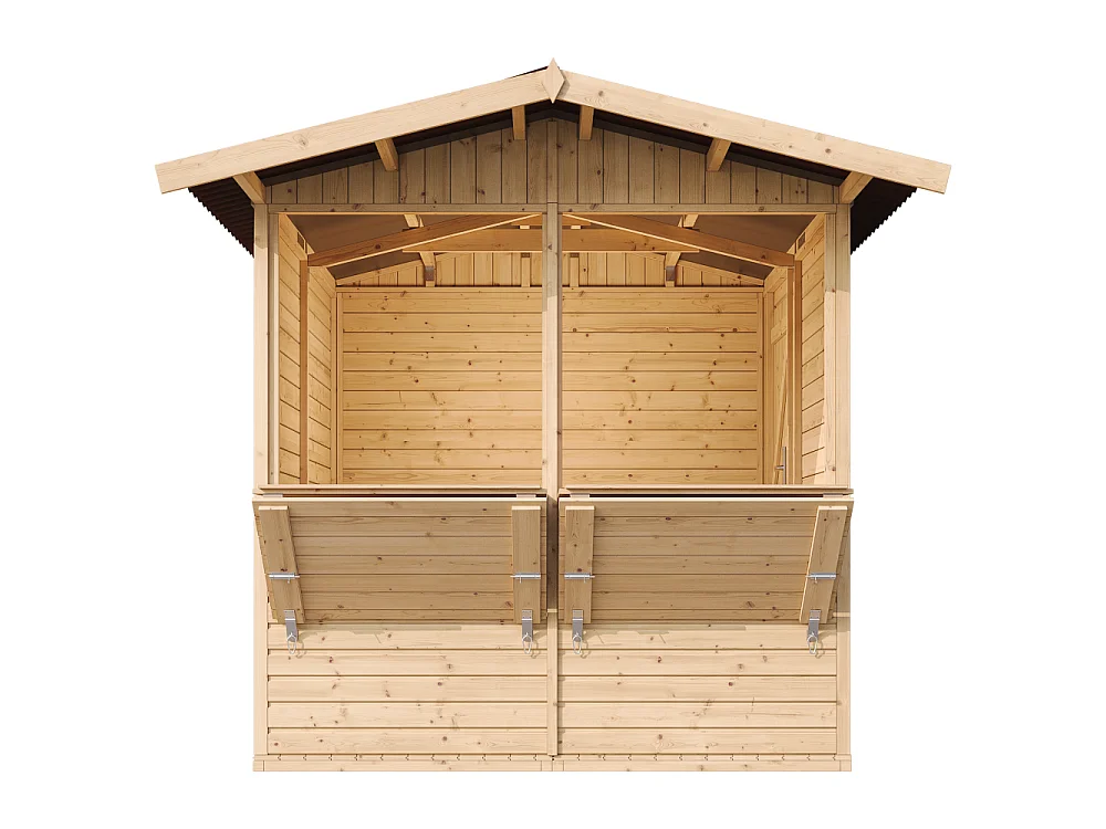 Kiosque en bois - 4 m² - 263x253xH232 cm - avec 2 fenêtres de vente - M149