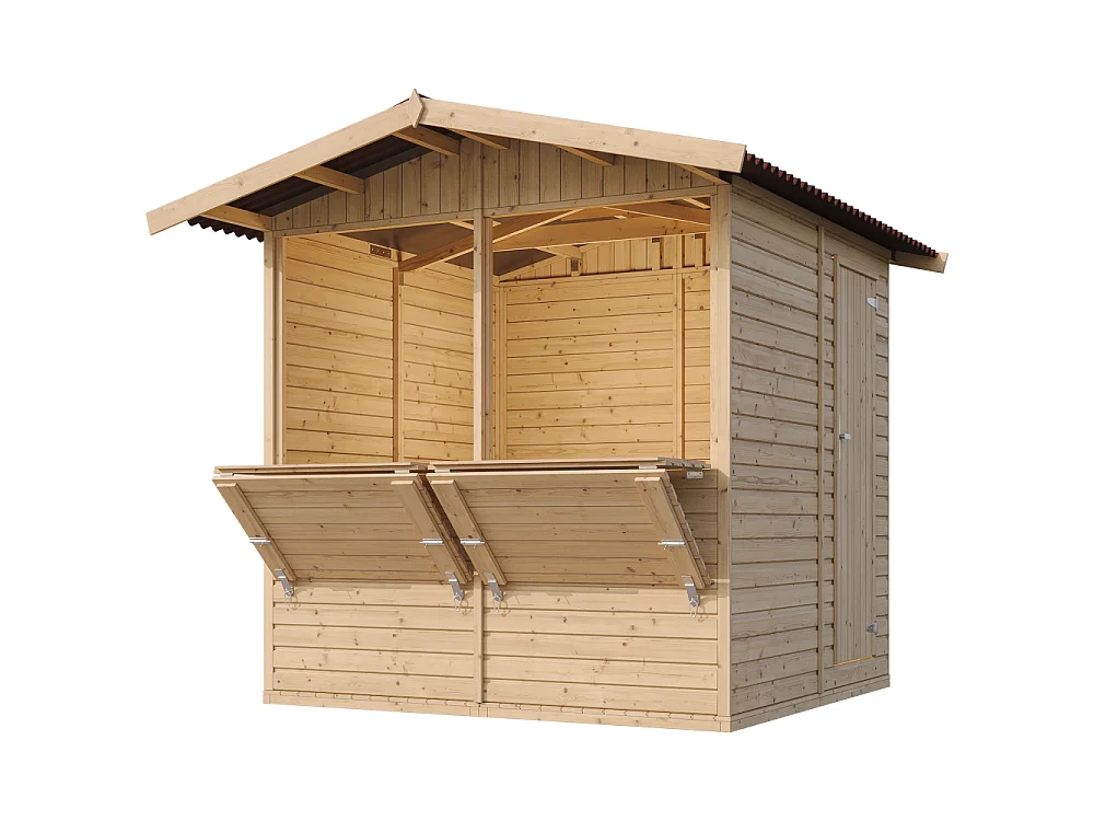 Kiosque en bois - 4 m² - 263x253xH232 cm - avec 2 fenêtres de vente - M149