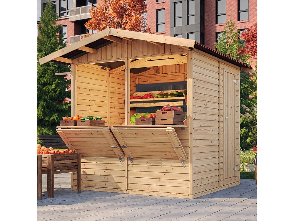 Kiosque en bois - 4 m² - 263x253xH232 cm - avec 2 fenêtres de vente - M149