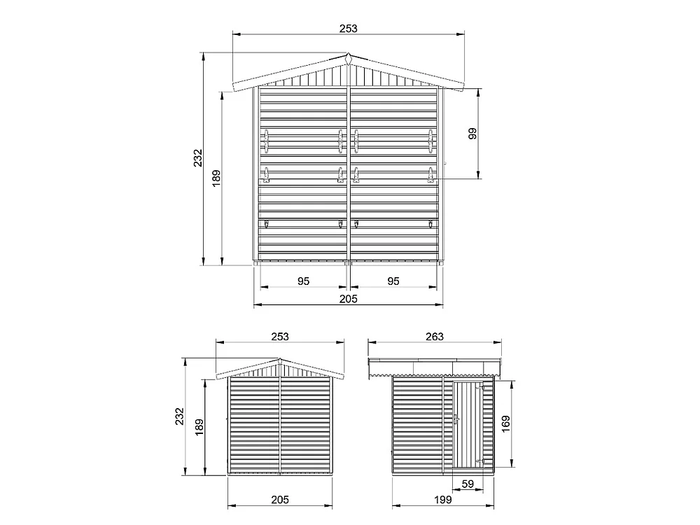 Kiosque en bois - 4 m² - 263x253xH232 cm - avec 2 fenêtres de vente - M149