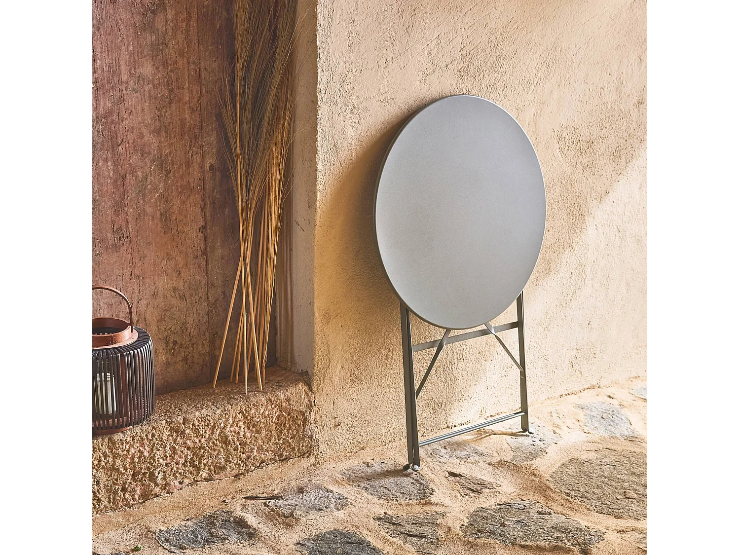 Mesa de jardín bistro plegable de metal 60cm, 2 plazas verde kaki