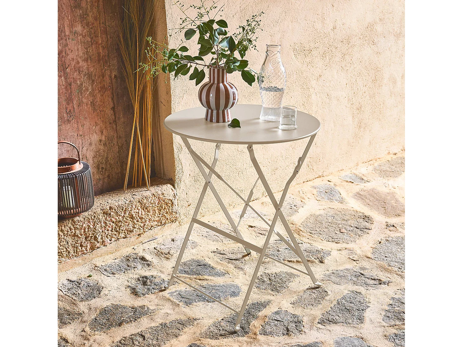 Table de jardin bistrot ronde Ø60cm pliable en acier thermolaqué