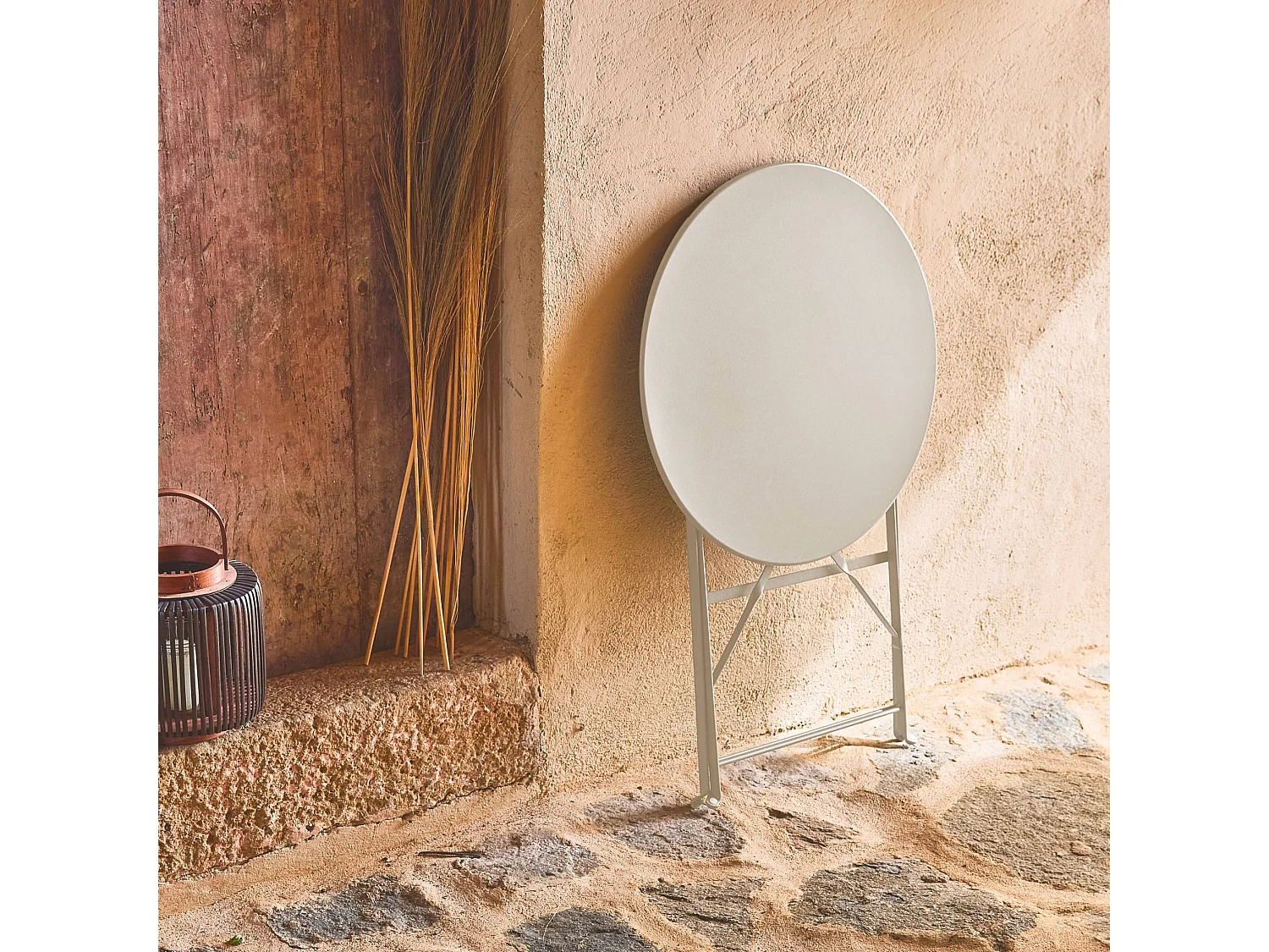 Table de jardin bistrot ronde Ø60cm pliable en acier thermolaqué