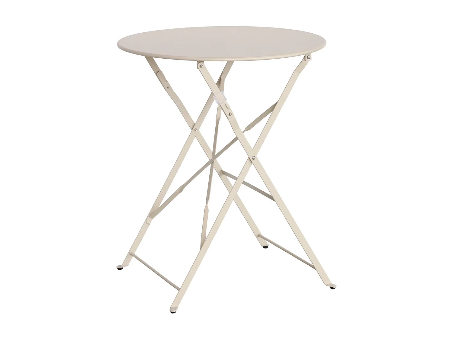 Mesa de jardín bistro plegable de metal 60cm, 2 plazas beige