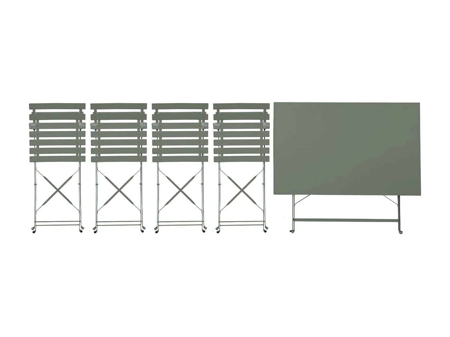 Set mesa de jardín bistró plegable de acero con 4 sillas, 110cm verde
