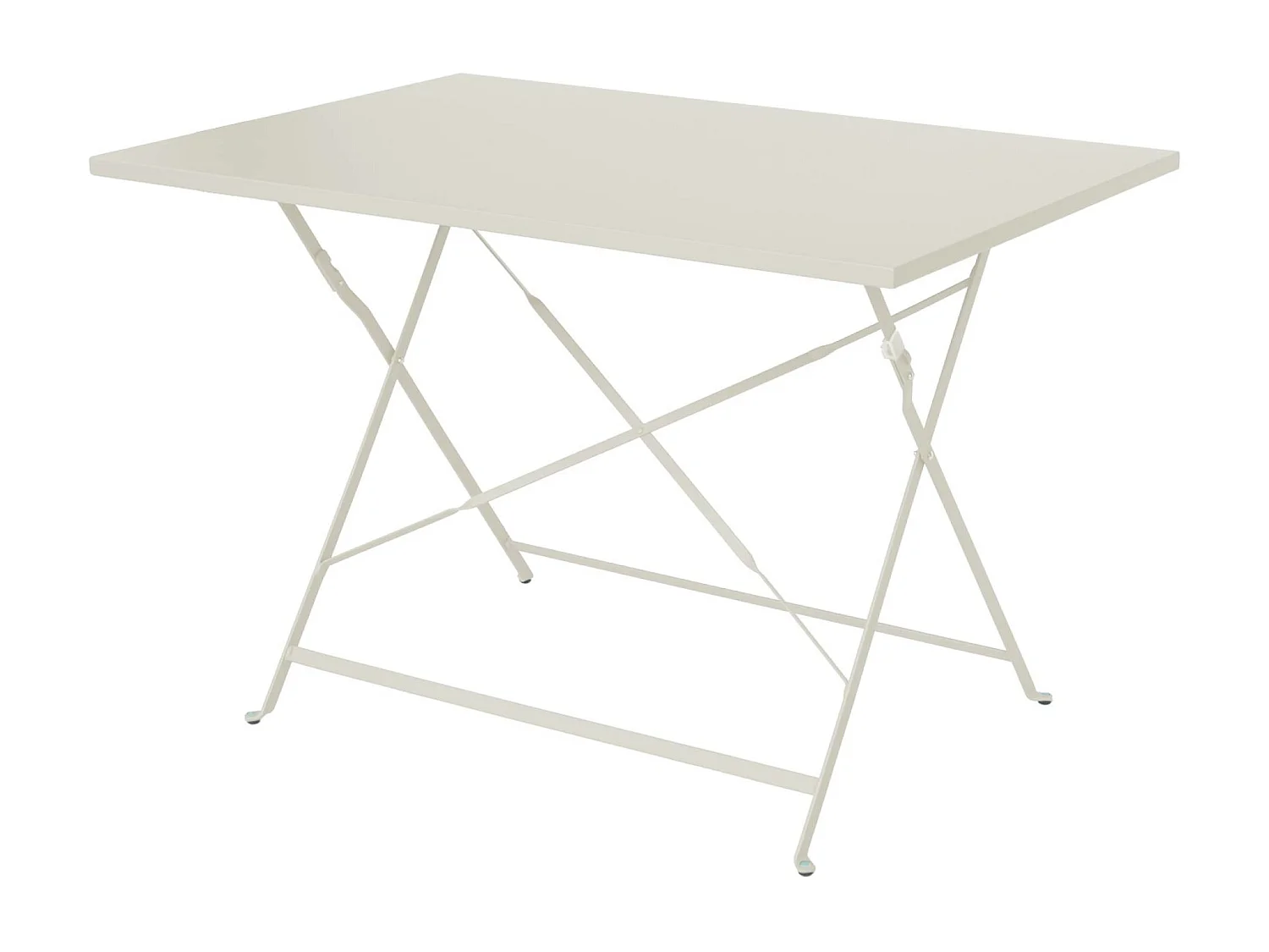 Mesa de jardín cuadrada plegable de metal, 4 sillas beige