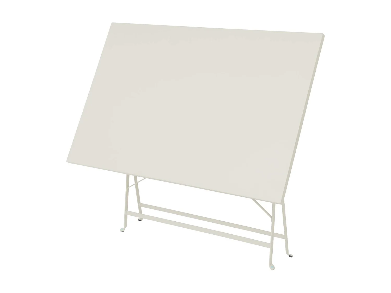 Mesa de jardín cuadrada plegable de metal, 4 sillas beige