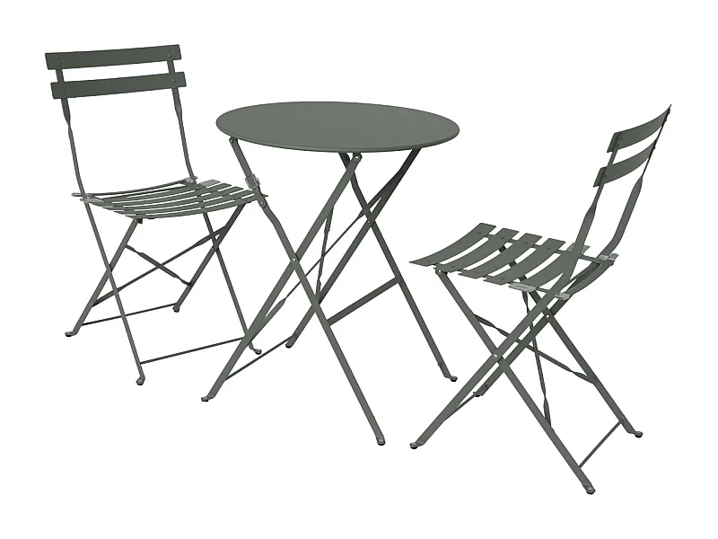 Tavolo da giardino bistrot pieghevole in metallo con 2 sedie, verde