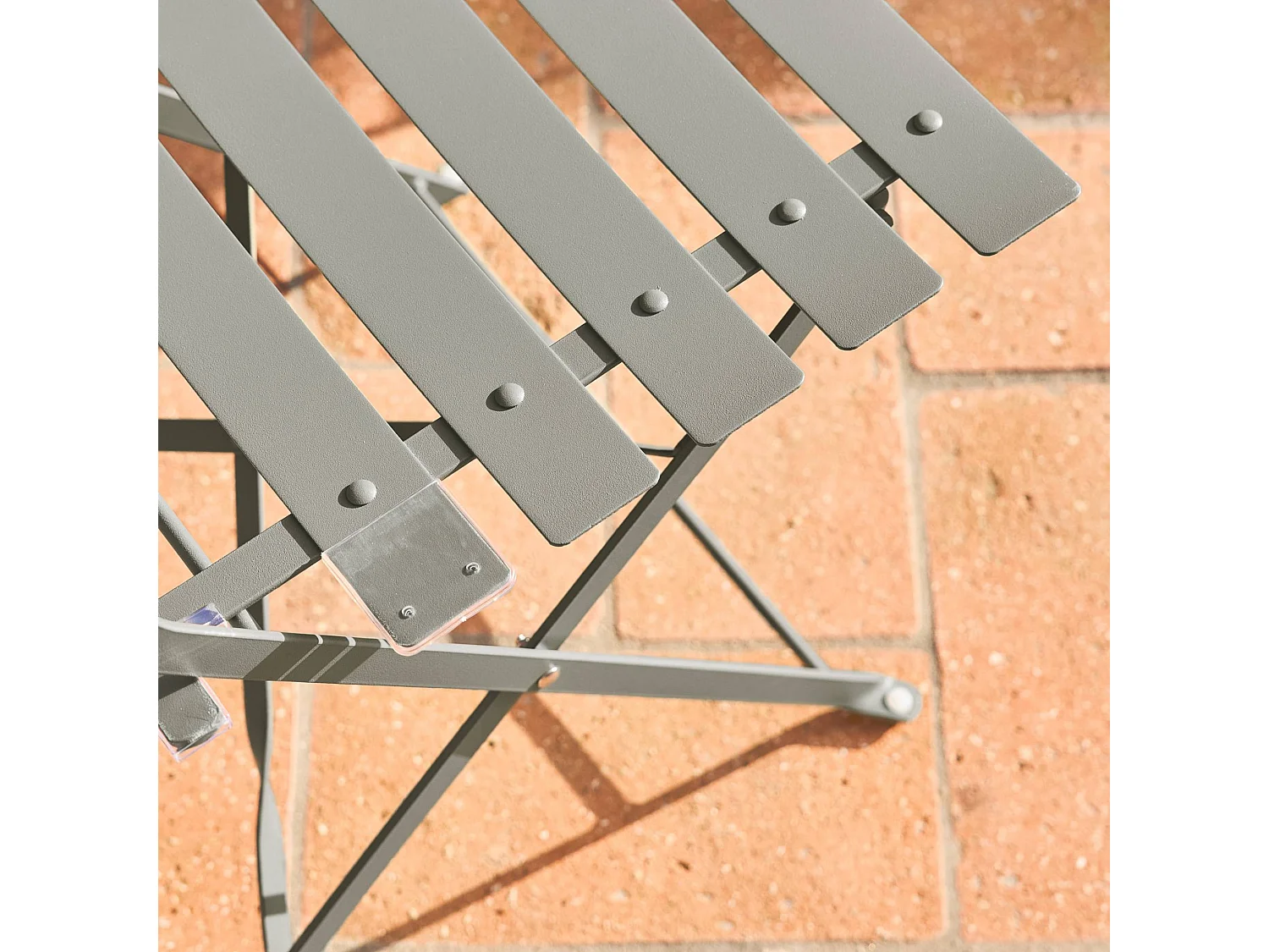 Mesa de jardín bistró plegable metal + 2 asientos verde kaki