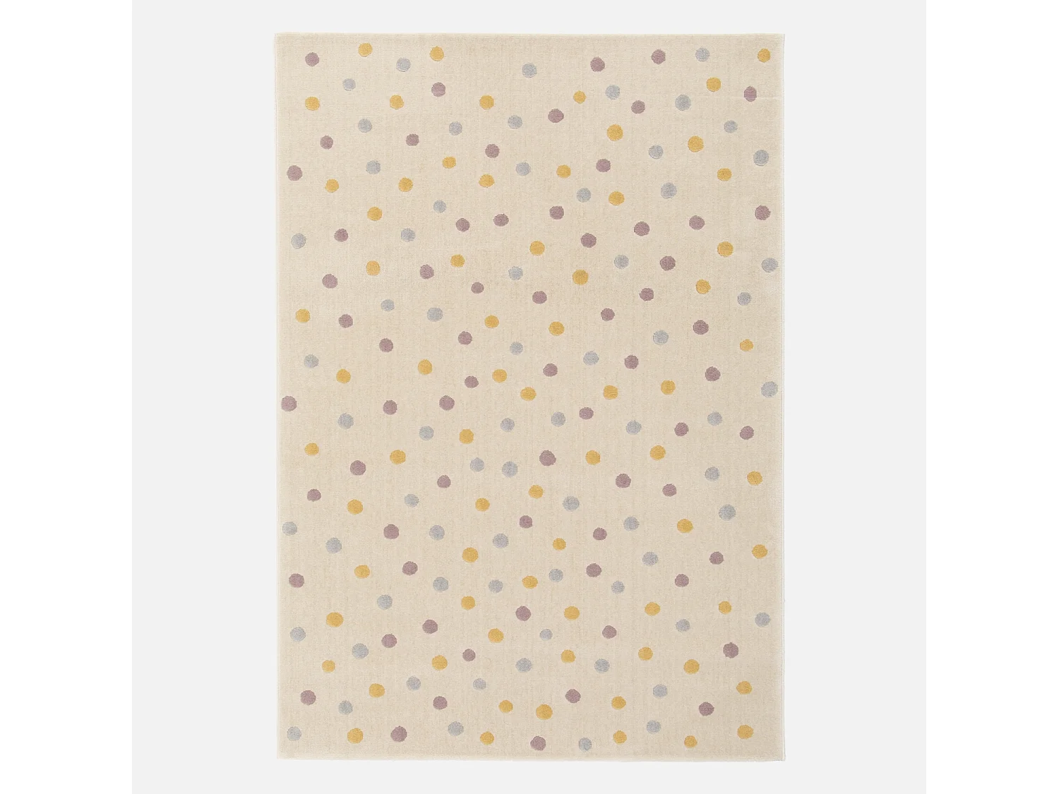 Alfombra multicolor infantil con lunares grandes, 120cm crema