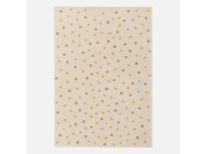 Alfombra multicolor infantil con lunares grandes, 120cm crema