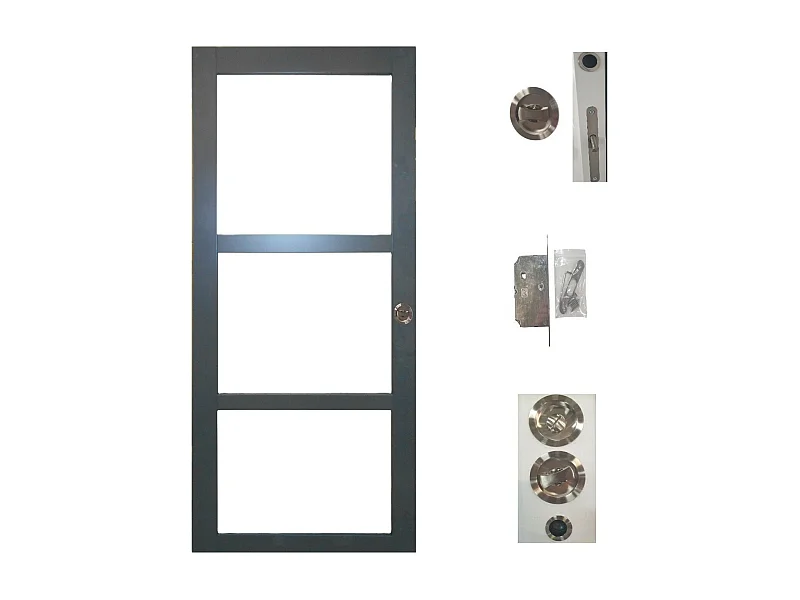 Porte Coulissante Blakeria Ral7016 Vitrage Transparent H204 X L83 + Serrure A  Condamnation Gd Menuiseries