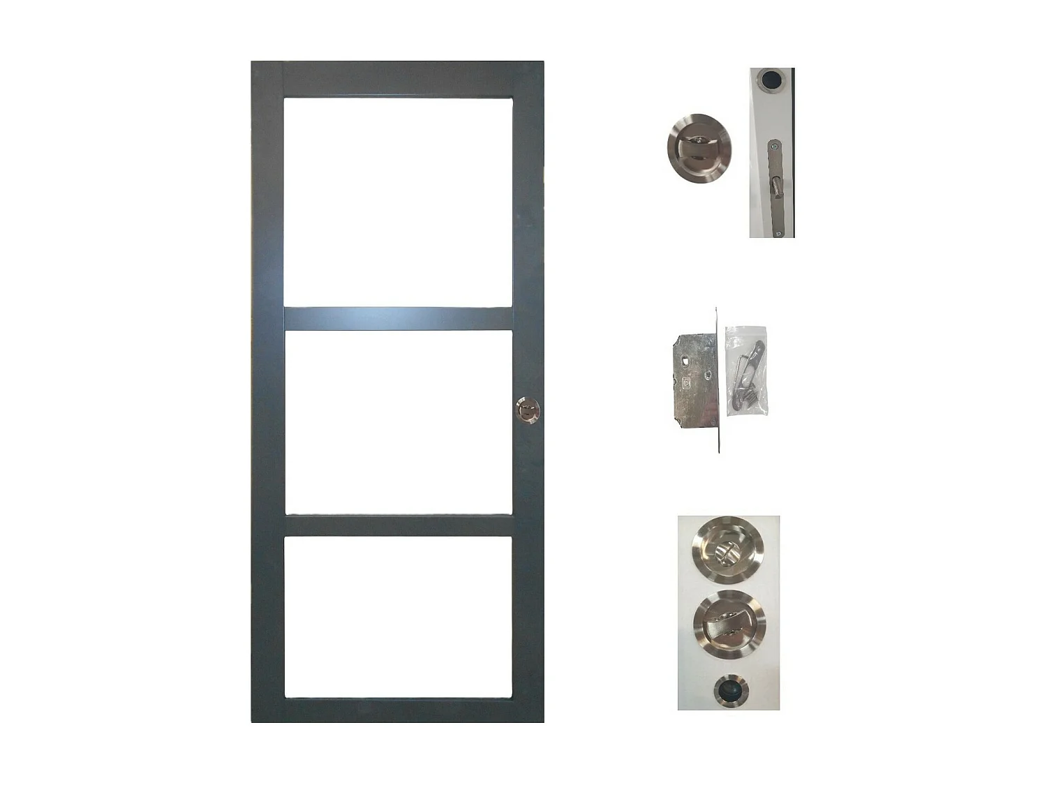 Porte Coulissante Blakeria Ral7016 Vitrage Transparent H204 X L83 + Serrure A  Condamnation Gd Menuiseries